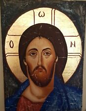 100% HANDPAINTED ART BYZANTINE ORTHODOX ICON Jesus Christ 31X22 cm. Wood Canvas picture