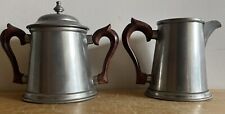 Vintage Stieff Pewter Colonial Wood Handle Sugar and Creamer - Read Details picture