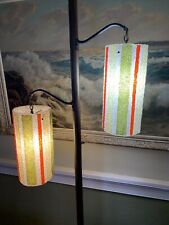 MCM Vintage Twin Shade Tension Pole Lamp Bonded Plastic Mosaic Bead SHIPPINGNOTE picture