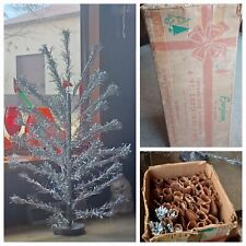 4' Evergleam Aluminum Christmas tree 55 Branch w/ Box & Handmade Base picture