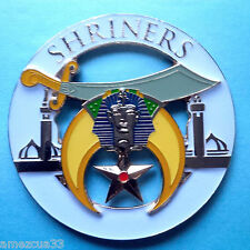 Shriners Universal  Cut Out   High Quality Car Emblem White Gold 3 inches picture