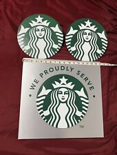 Starbucks Sign We Proudly Serve 17” X 16” & 2 Coffee Store Sign 10inch  LOGO picture