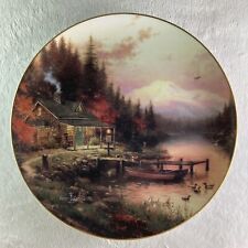 END OF A PERFECT DAY Plate Wish You Were Here #1 Thomas Kinkade Cabin Canoe Duck picture