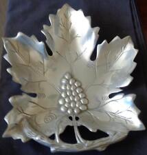 Lovely Pewter Grape Leaf Figural Bowl – VGC – INDIA – STYLISH ACCENT PIECE picture
