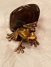 Bronze Shiny Tree Frog Sitting On A Real Boulder Opal Made In Australia Signed picture