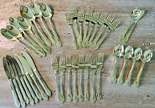 50 Pc Set ANTOINETTE PRESENT Gold Plated Stainless Flatware picture