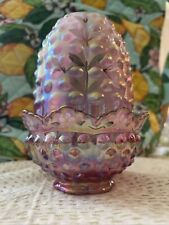 Fenton Pink Iridescent Hobnail Fairy Lamp Hand Painted Signed And Initialed. picture