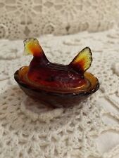 Vintage Glass Chicken Hen on Nest Salt Candy/Nut Dish LE Smith Red picture