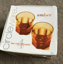 vintage circleware amber glasses In box, Old fashion glasses  picture
