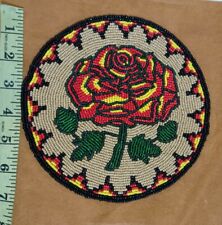 Handmade Old American Style Beaded Flower Medallions 6 x 6 inches Powwow BW81 picture