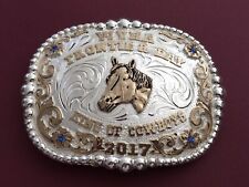 2017 WVHA Frontier Day King Of Cowboys Mollys Custom Silver Trophy Belt Buckle picture