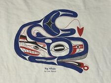 Artist Joe David Big Whale Aboriginal Art T-Shirt Size L White Vtg 90s Mens T74 picture