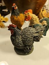 vintage country decor lot 3 Medium Figurines rooster Hen Chicken Farm Resin picture