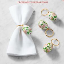 Williams Sonoma Famille Rose Cloisonné' Egg Napkin Rings Set Of 4 NIB picture