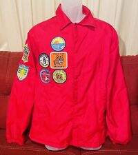 Athletic Works Vintage retro 90s Boy Scout jacket button up 12 patches Red M picture