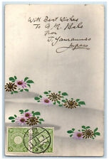 1908 Best Wishes Message Okayama Japan To New Haven CT Posted Postcard picture