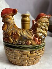 Farmhouse Rooster/Chicken Country Paper Towle Holder Ceramic 5.2’x4.2x6 EUC picture