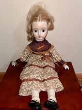 Vintage Large Painted Porcelain Victorian Flower Dress Girl Doll Figurine picture