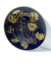 Vintage Lindner Plate Hello From California Cobalt and Gold Small picture