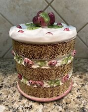 Vintage Ceramic Strawberry Layer Cake Cookie Jar picture