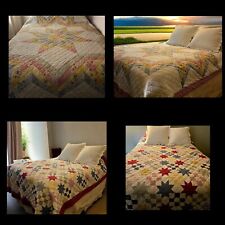 Vintage Quilt 7 Point Double Sided Hand Stitched Queen Excellant Condition  picture