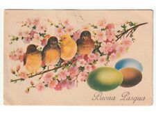 1933 Branch Flowers By Peach Swallow Chick Egg Coloured Card Happy Easter picture