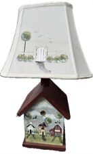 Table Lamp Bird House Hand Made Wood  24x14” Vintage VTG Decor Lighting Cottage picture