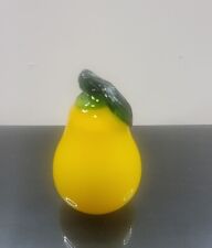 Yellow Pear shaped Paperweight hand blown glass Figure Fruit Decor 4.5