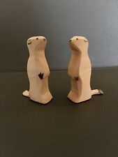OSTHEIMER vintage pair of Wooden WEASELS meerkats mongooses, RETIRED FIGURE picture