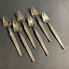 6x VINTAGE GROSVENOR FLAMENCO SILVER PLATE EPNS CUTLERY BUFFET FORKS SPLAYDS picture