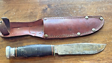 Rare Union Cutlery Co Olean NY/ Kabar fixed blade stacked grved leather--1097.24 picture