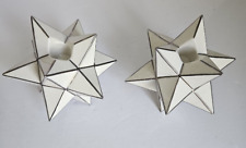 Vintage Set of 2 Lefton Geo Z Ceramic 12 Point Star Candle Holders picture