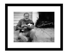 Ernest Hemingway 8x10 Signed photo print with cat autographed literature writer picture
