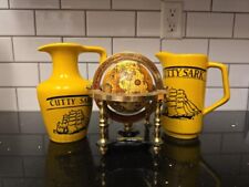 Vintage Cutty Sark Scotch Whiskey Ceramic Yellow Bar Pitchers Lot of 2 +++ Globe picture