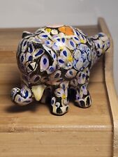 Vintage Pottery Hand Painted Elephant Whistle 3 Inches picture