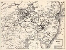1923 Antique Reading Railroad Map Vintage Reading Lines Railway Map 602 picture