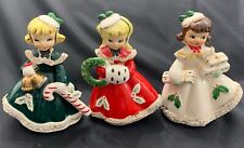 Lot 3 VTG  Relco Christmas Shopper Girl Figures Candy Cane Presents Wreath READ picture