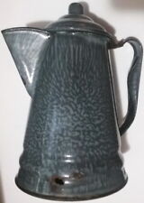 Antique Grey Enamelware or Graniteware Coffee Pot 8