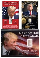 30PC Set: MAGA Patriot Donald Trump Silver & Gold Fractional Bullion Bar Cards picture