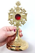 High Polished Brass Ornate Jerusalem Cross Reliquary for Church or Home 8 In picture