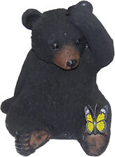 Sitting Black Bear with a Butterfly Figurine, Freestanding Tabletop Decoration picture