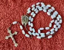 Vintage ROMA EAU DE LOURDES Holy Water Mother Of Pearl Bead Rosary  picture