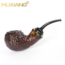 Rustic Briar Tobacco Pipe Handmade Carved Smoking Pipe Freehand Pipe Resin Ring picture