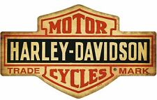 HARLEY DAVIDSON SHIELD SHAPED LOGO HEAVY DUTY USA MADE METAL ADVERTISING SIGN picture
