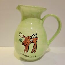 Reindeer Green Pitcher Sally Noll For Wendover Lane Christmas Collectible  picture