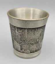 Vintage Rein Zinn Bleifrei Germany Pewter Embossed Shot Glass picture
