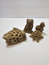 Carved Soapstone Animals With Babies Inside Lot Of 4 Made In India, Cute picture