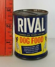 Vintage Rival Dog Food Chicago Small Tin Metal Coin Bank (Has Wear) picture