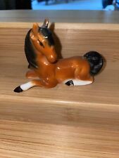 Porcelain Miniature Horse Lying Down Figurine Vintage picture