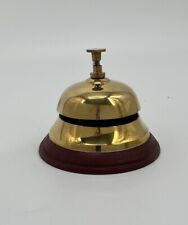 Vintage Solid Wood Base Brass Hotel Desk Bell picture